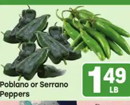Tony’s Fresh Market Poblano or Serrano Peppers offer