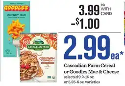 Mariano's Cascadian Farm Cereal or Goodles Mac & Cheese offer