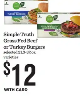 Mariano's Simple Truth Grass Fed Beef or Turkey Burgers offer