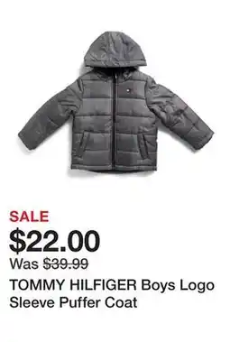 Marshalls TOMMY HILFIGER Boys Logo Sleeve Puffer Coat offer