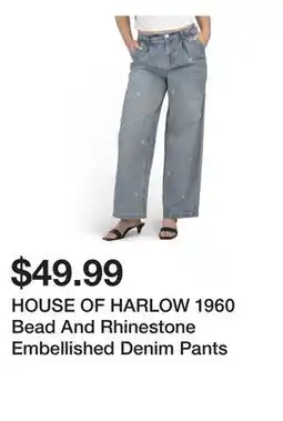 Marshalls HOUSE OF HARLOW 1960 Bead And Rhinestone Embellished Denim Pants offer