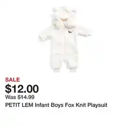 Marshalls PETIT LEM Infant Boys Fox Knit Playsuit offer