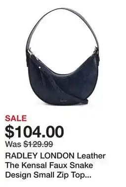 Marshalls RADLEY LONDON Leather The Kensal Faux Snake Design Small Zip Top Shoulder Bag offer