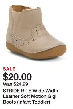 Marshalls STRIDE RITE Wide Width Leather Soft Motion Gigi Boots (Infant Toddler) offer