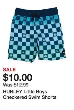 Marshalls HURLEY Little Boys Checkered Swim Shorts offer