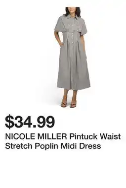Marshalls NICOLE MILLER Pintuck Waist Stretch Poplin Midi Dress offer