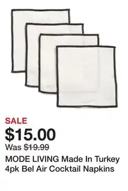 Marshalls MODE LIVING Made In Turkey 4pk Bel Air Cocktail Napkins offer