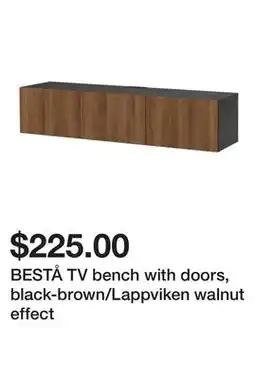 Ikea BESTÅ TV bench with doors, black-brown/Lappviken walnut effect offer