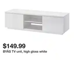 Ikea BYÅS TV unit, high gloss white offer