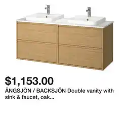 Ikea ÄNGSJÖN / BACKSJÖN Double vanity with sink & faucet, oak effect/white marble effect offer