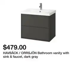 Ikea HAVBÄCK / ORRSJÖN Bathroom vanity with sink & faucet, dark gray offer
