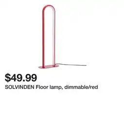 Ikea SOLVINDEN Floor lamp, dimmable/red offer