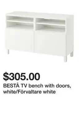 Ikea BESTÅ TV bench with doors, white/Förvaltare white offer