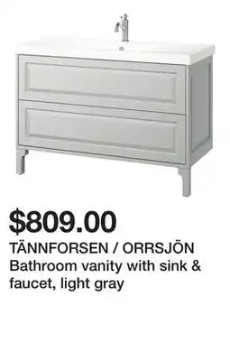 Ikea TÄNNFORSEN / ORRSJÖN Bathroom vanity with sink & faucet, light gray offer