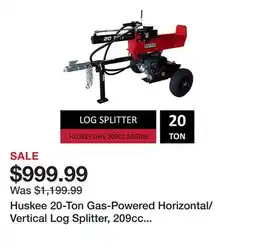 Tractor Supply Company Huskee 20-Ton Gas-Powered Horizontal/Vertical Log Splitter, 209cc Engine offer