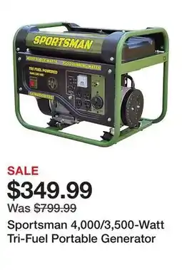 Tractor Supply Company Sportsman 4,000/3,500-Watt Tri-Fuel Portable Generator offer