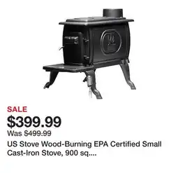 Tractor Supply Company US Stove Wood-Burning EPA Certified Small Cast-Iron Stove, 900 sq. ft., 54,000 BTU offer
