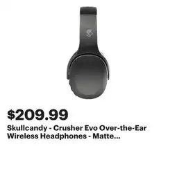 Best Buy Skullcandy - Crusher Evo Over-the-Ear Wireless Headphones - Matte Black offer