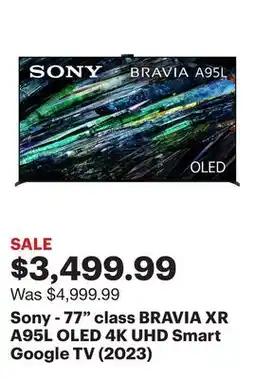Best Buy Sony - 77 class BRAVIA XR A95L OLED 4K UHD Smart Google TV (2023) offer