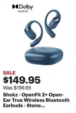 Best Buy Shokz - OpenFit 2+ Open-Ear True Wireless Bluetooth Earbuds - Stone Blue offer