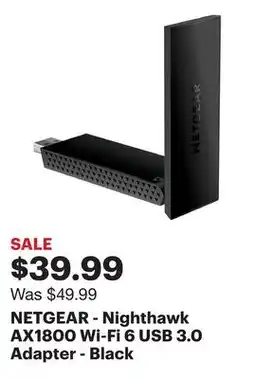 Best Buy NETGEAR - Nighthawk AX1800 Wi-Fi 6 USB 3.0 Adapter - Black offer