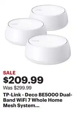 Best Buy TP-Link - Deco BE5000 Dual-Band WiFi 7 Whole Home Mesh System 3-Pack - White offer