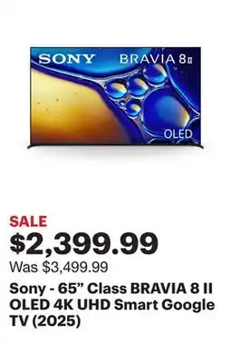 Best Buy Sony - 65 Class BRAVIA 8 II OLED 4K UHD Smart Google TV (2025) offer