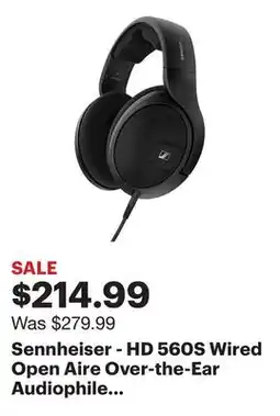 Best Buy Sennheiser - HD 560S Wired Open Aire Over-the-Ear Audiophile Headphones - Black offer