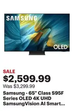 Best Buy Samsung - 65 Class S95F Series OLED 4K UHD SamsungVision AI Smart Tizen TV (2025) offer
