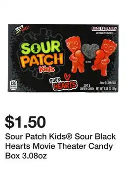 Five Below Sour Patch Kids Sour Black Hearts Movie Theater Candy Box 3.08oz offer