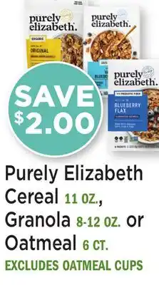 Heinen's Purely Elizabeth Cereal 11 OZ., Granola 8-12 OZ. or Oatmeal 6 CT offer