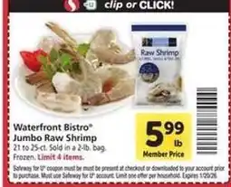Safeway waterfront BISTRO Jumbo Raw Shrimp offer