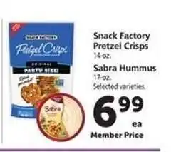 Safeway Snack Factory Pretzel Crisps & Sabra Hummus offer