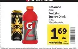 Safeway Gatorade / Rockstar Energy Drink offer