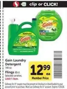 Safeway Gain Laundry Detergent offer