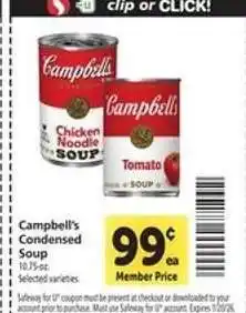 Safeway Campbell's Condensed Soup offer