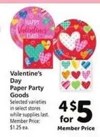 Safeway Valentine's Day Paper Party Goods offer