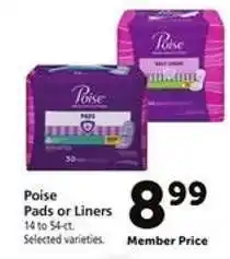 Safeway Poise Pads or Liners offer