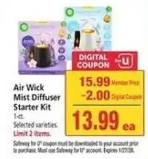 Safeway Air Wick Mist Diffuser Starter Kit offer