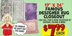 Ollie's 17 X 24 FAMOUS DESIGNER RUG CLOSEOUT offer