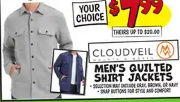 Ollie's CLOUDVEIL MEN'S QUILTED SHIRT JACKETS offer