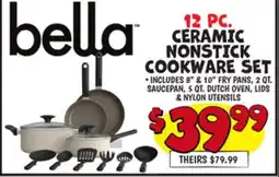 Ollie's 12 PC. CERAMIC NONSTICK COOKWARE SET offer