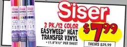 Ollie's 3 PK./12 COLOR EASYWEED HEAT TRANSFER VINYL offer