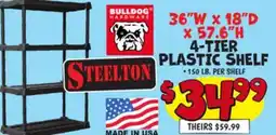 Ollie's 36W X 18D X 57.6H 4-TIER PLASTIC SHELF offer