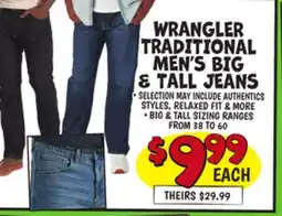 Ollie's WRANGLER TRADITIONAL MEN'S BIG & TALL JEANS offer