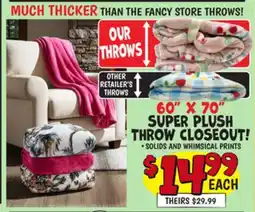 Ollie's 60 X 70 SUPER PLUSH THROW CLOSEOUT! offer