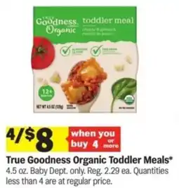 Meijer True Goodness Organic Toddler Meals offer