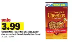 Meijer General Mills Honey Nut Cheerios, Lucky Charms or Cap'n Crunch Family Size Cereal offer