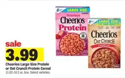 Meijer Cheerios Large Size Protein or Oat Crunch Protein Cereal offer