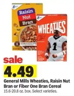 Meijer General Mills Wheaties and Raisin Nut Bran or Fiber One Bran Cereal offer